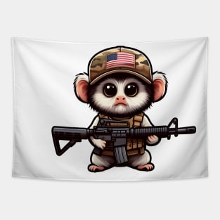 Tactical Marmoset Monkey Tapestry