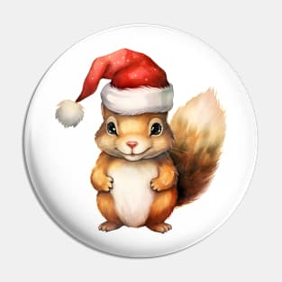 American Red Squirrel in Santa Hat Pin