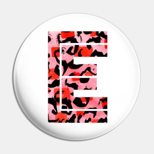 Abstract Letter E Watercolour Leopard Print Alphabet Red Pin