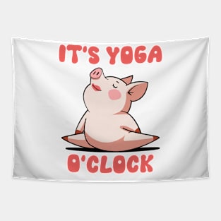 Zen Piggy - It's Yoga O'Clock Tapestry