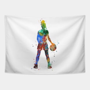 Girl Basketball Player With Ball Tapestry