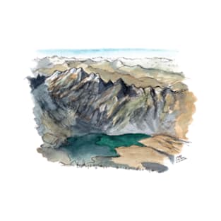 Lake Isobel from Mt Crichton Watercolour T-Shirt