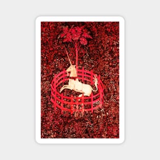 UNICORN IN RED FLORAL Magnet