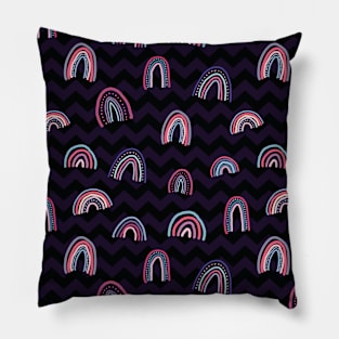 Pastel doodle Rainbows Dark Pillow