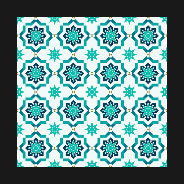 Mosaic Star Tile Pattern Blue by Blue-Banana
