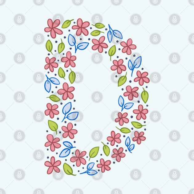 Floral Monogram Letter D - pink and blue by SRSigs