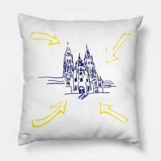 Cathedral in Santiago de Compostella. Pilgrim city Pillow