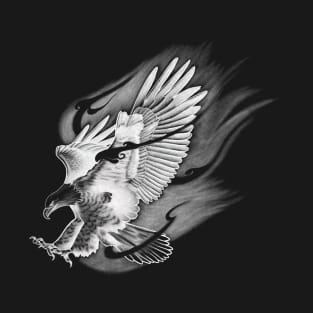 Flying Eagle with Striking Talons on Fire T-Shirt
