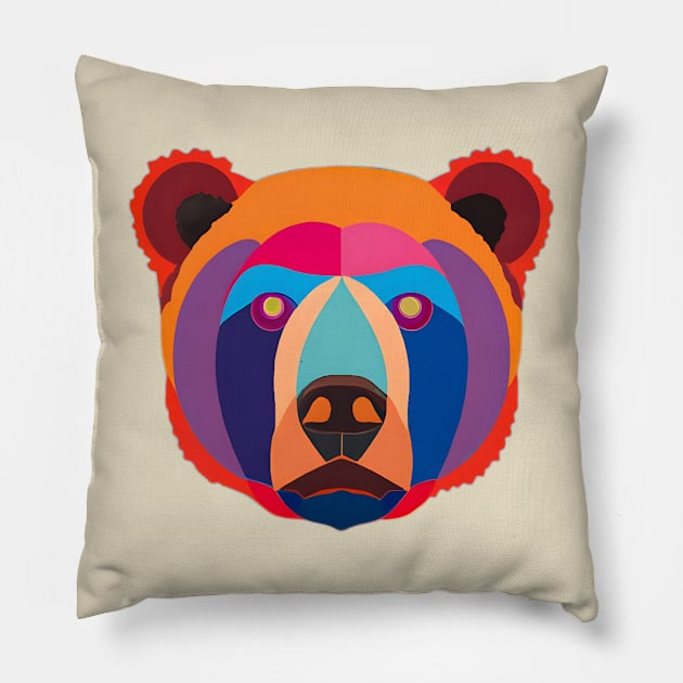 Pop Art Bear Face Pillow by Chance Two Designs