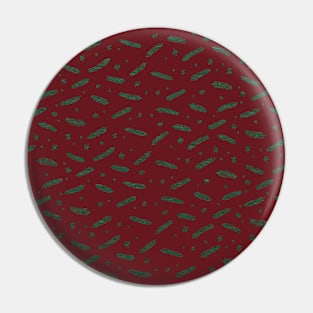 Christmas branches and stars - burgundy and green Pin