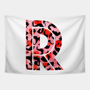 Abstract Letter R Watercolour Leopard Print Alphabet Red Tapestry