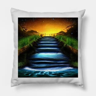 Dusk Stairway Under the Stars Pillow