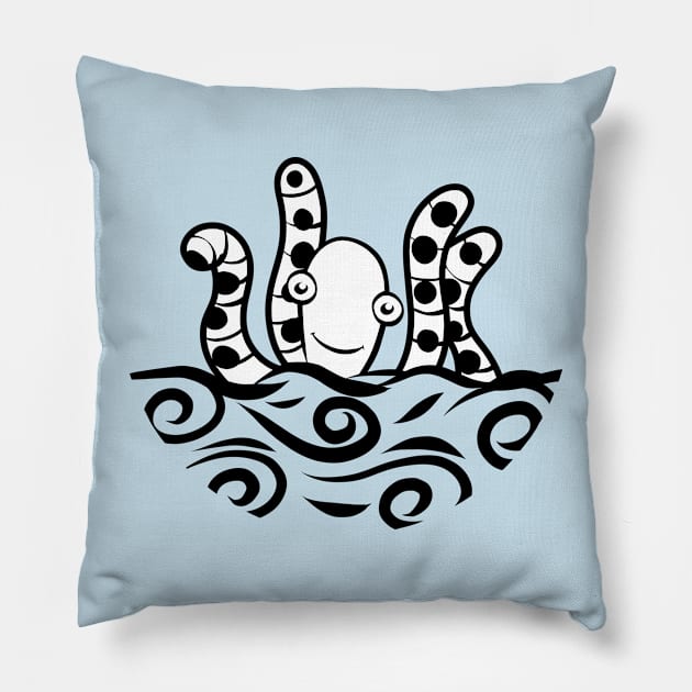 Friendly black & white Octopus Pillow by SubtleSplit