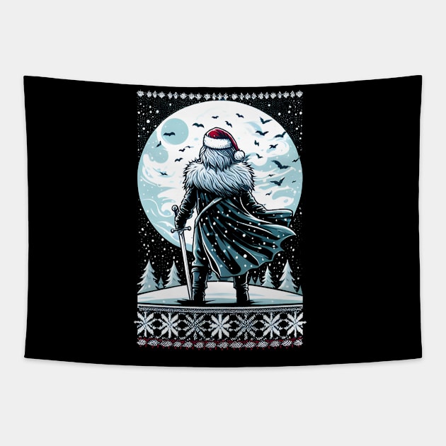 Winter Knight Stands in front of The Moon Tapestry by soaktrendingworld