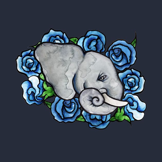 Cute Floral Elephant Art by bubbsnugg