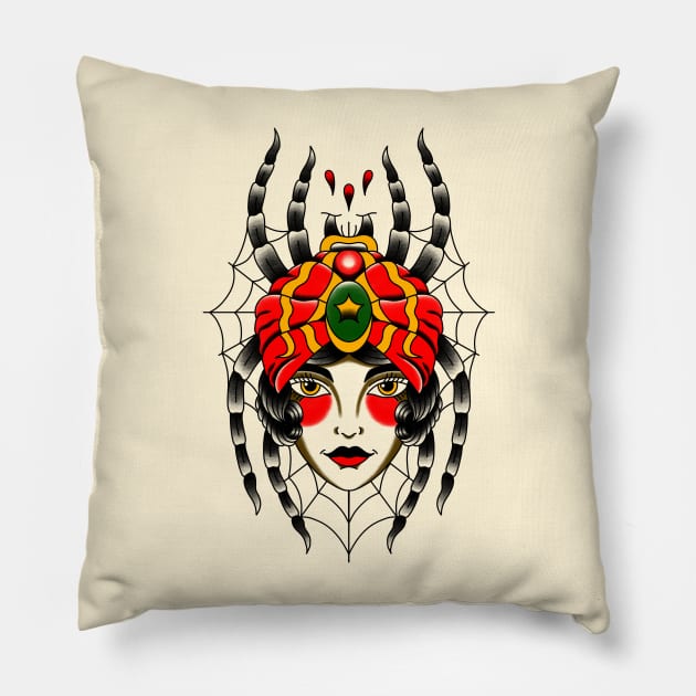 Classic Traditional Spider Woman Pillow by Victor Gomes