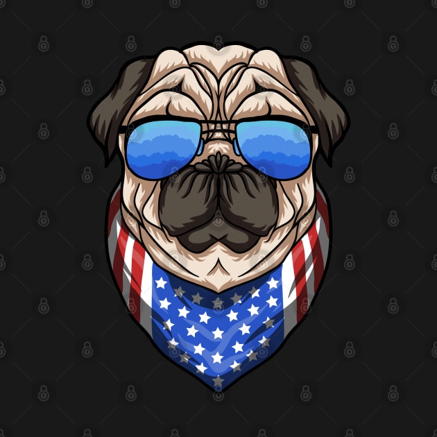 American pug dog with glasses by sharukhdesign