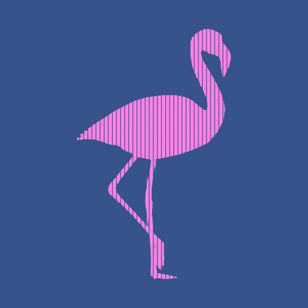 Pink Flamingo Silhouette with Pink Stripes Pattern by scotch