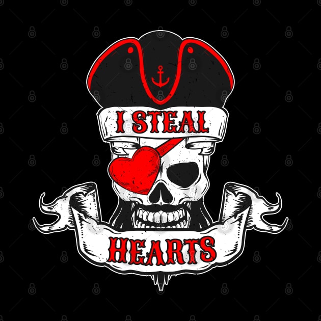 I Steal Hearts Pirate - Valentine's Day Love Skull by vpgdesigns