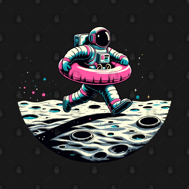 Pool Party Astronaut Pink Float Funny Space by KsuAnn