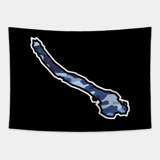 Galiano Island Silhouette in Blue Camouflage Pattern - Army Camo - Galiano Island Tapestry