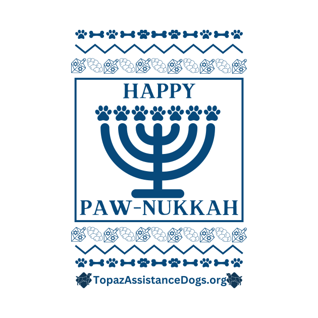 Happy Paw-Nukkah - Hanukkah Sweater (Dark Print) by Topaz Assistance Dogs