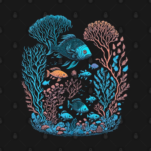 Underwater scenery - Coral Reef Graphic Design by TMBTM