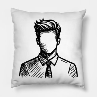 Stick figure man in black ink Pillow