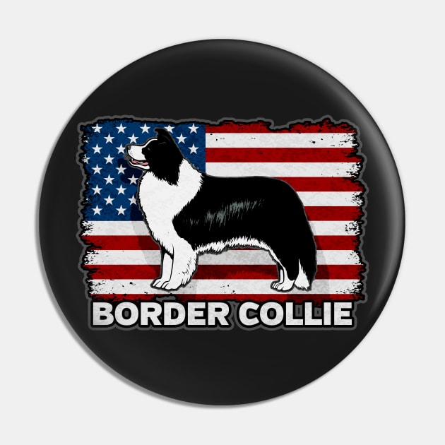 Border Collie Dog American Flag Pin by RadStar