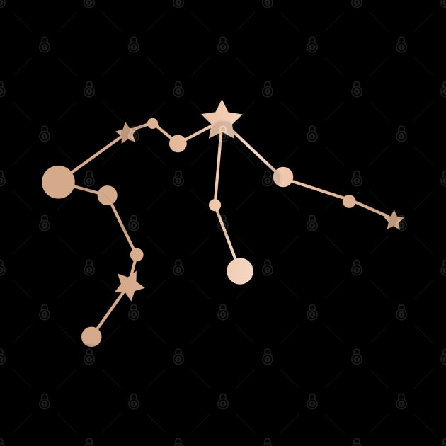 Aquarius Zodiac Constellation in Rose Gold - Black by Kelly Gigi