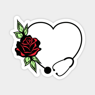 Doctor & Nurse Appreciation Floral Love Heart with Stethoscope Magnet