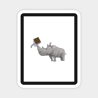 Rhino with Cake - Happy Birthday Magnet