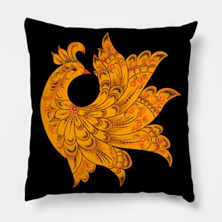 Phoenix firebird Russian folk art khokhloma Pillow