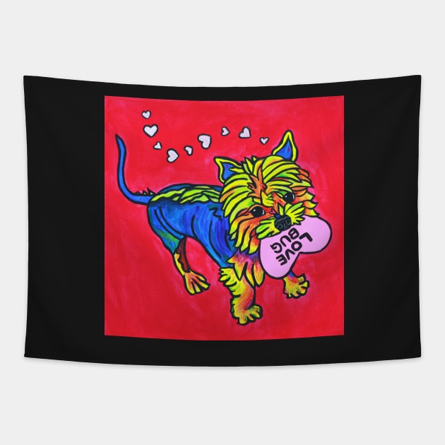 Paco the Love Bug Yorkie Tapestry by AmandaAAnthony