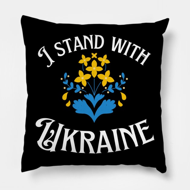 I Stand with Ukraine Ukrainian Wildflower Pillow by MalibuSun