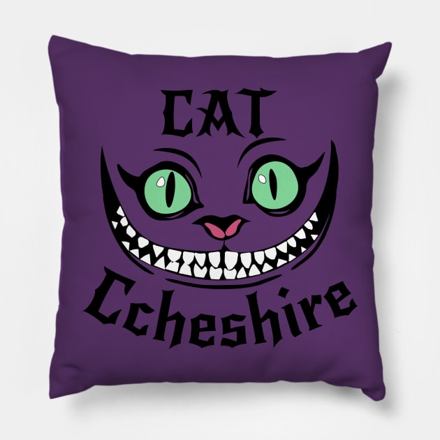 Cheshire Cat face Pillow by Distiramoth