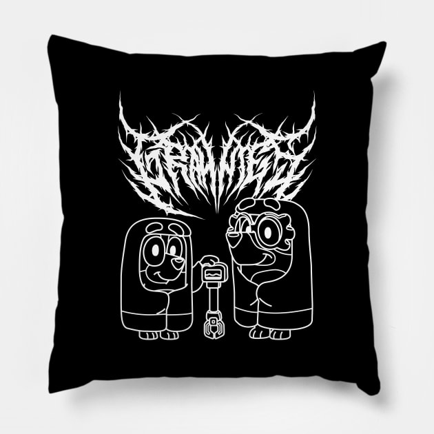 Grannies Janet & Rita Black Death Metal Bluey Pillow by flataffex