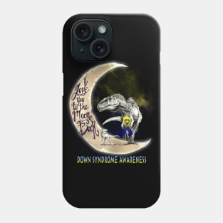 down syndrome awareness dinosaur moon Phone Case