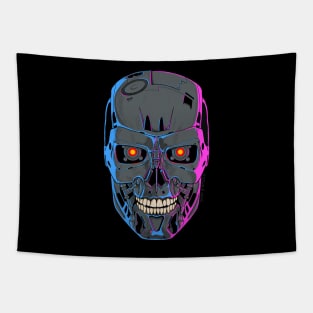 Terminator Skull - T-800- Pink and blue Tapestry