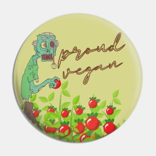 Proud Vegan Tomato Patch Halloween Melting Zombie Pin