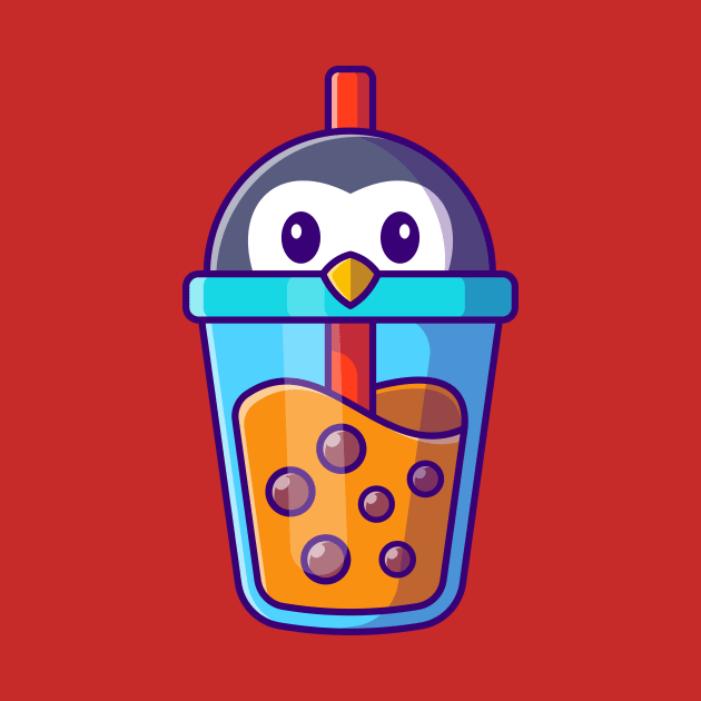 Cute Penguin Milk Tea Boba Cartoon by Catalyst Labs