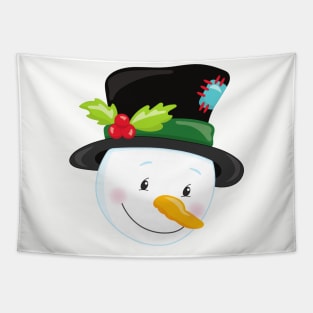 Christmas Snowman, Hat, Mistletoe, Carrot Nose Tapestry