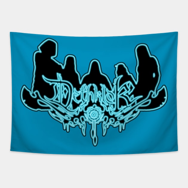 Blue Neon Sign Dethklok Tapestry by gkillerb