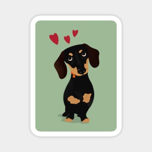 Cute Cartoon Dachshund with Three Red Hearts Magnet