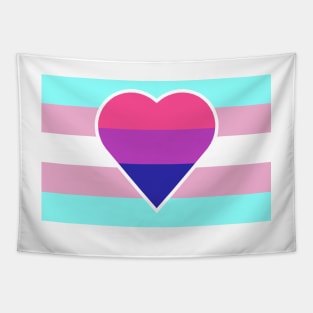 Transgender Pride Flag with Bisexual/Biromantic Heart Tapestry