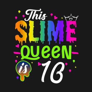 Kids This Slime Queen Is 10 Girl 10th Birthday Party Squad Outfit T-Shirt