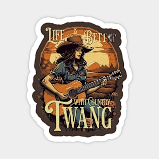 Country Music Vibes - Rustic Guitar & Heartfelt Lyrics Magnet