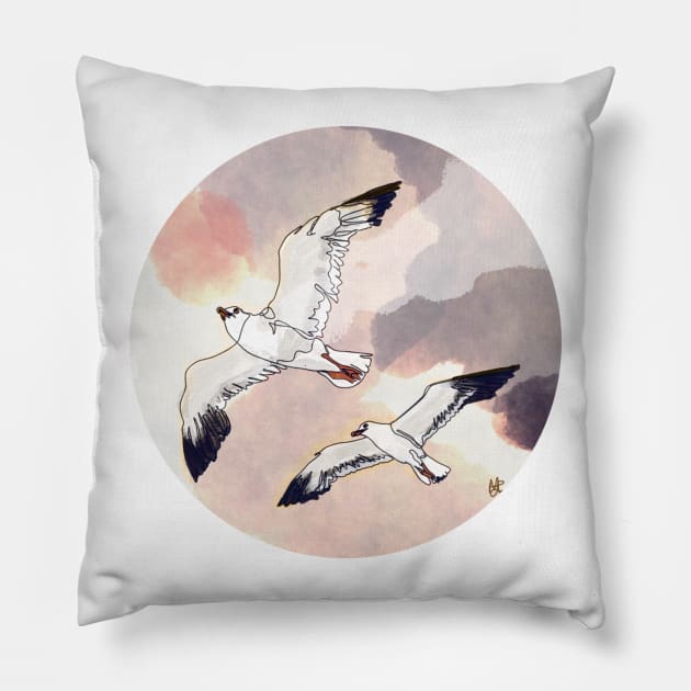 Seagulls Pillow by Lined Designs