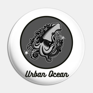 Urban Ocean Squid Logo (Black and Gray) Pin