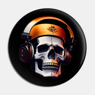 Skull With Headphones Pin